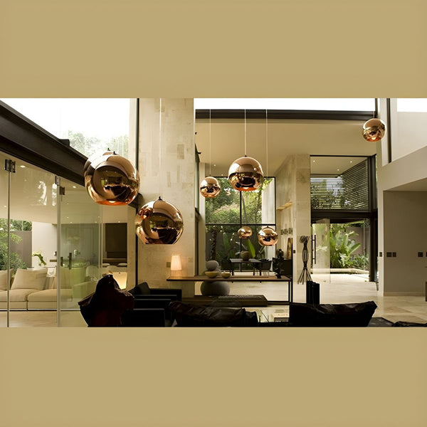 Globe shaped Pendant Ceiling Light Glass Ball Lamp in Gold, Copper or Silver Mirror effect Style-Distinct Designs (London) Ltd