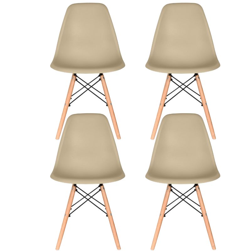 Distinct Classic Mid-Century Design Dining Office Beige Chair with choice of braced Wooden Legs