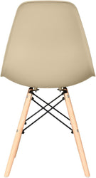 Distinct Classic Mid-Century Design Dining Office Beige Chair with choice of braced Wooden Legs