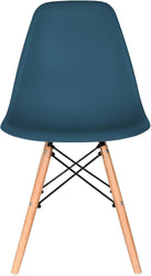 Distinct Classic Mid-Century Design Dining Office Navy Blue Chair with choice of braced Wooden Legs