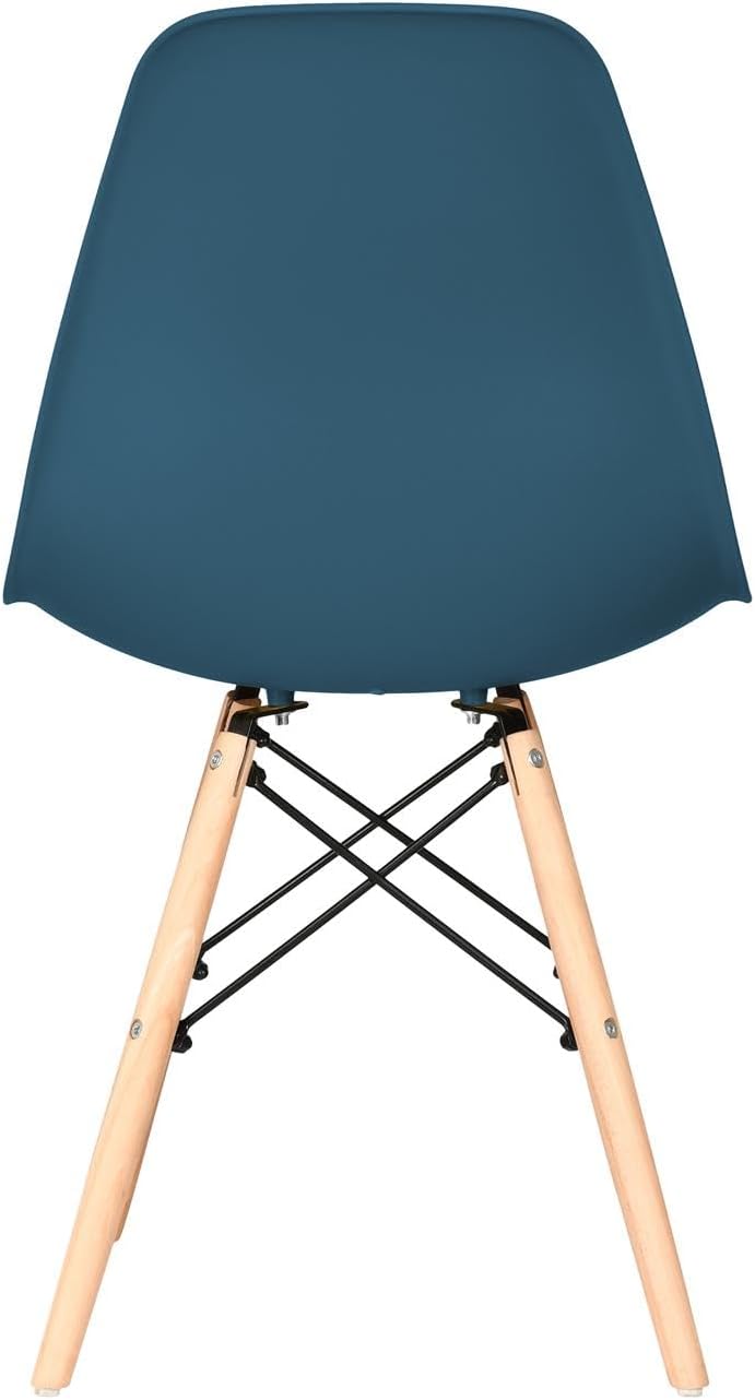 Distinct Classic Mid-Century Design Dining Office Navy Blue Chair with choice of braced Wooden Legs