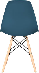 Distinct Classic Mid-Century Design Dining Office Navy Blue Chair with choice of braced Wooden Legs