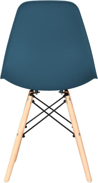 Distinct Classic Mid-Century Design Dining Office Navy Blue Chair with choice of braced Wooden Legs