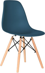 Distinct Classic Mid-Century Design Dining Office Navy Blue Chair with choice of braced Wooden Legs
