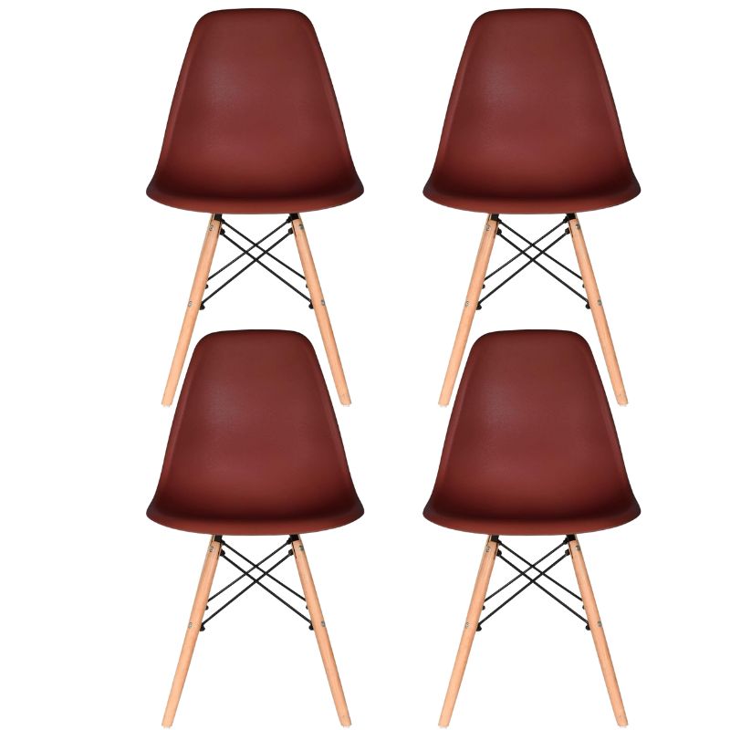 Distinct Classic Mid-Century style Dining Office Burgundy Red Chair with choice of braced Wooden Leg