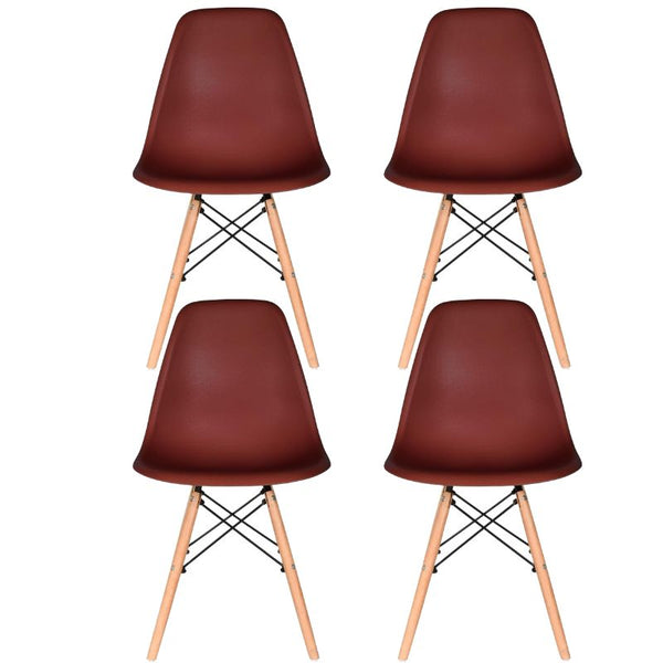 Distinct Classic Mid-Century style Dining Office Burgundy Red Chair with choice of braced Wooden Leg