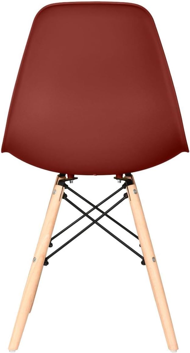 Distinct Classic Mid-Century style Dining Office Burgundy Red Chair with choice of braced Wooden Leg