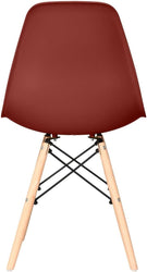 Distinct Classic Mid-Century style Dining Office Burgundy Red Chair with choice of braced Wooden Leg