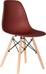 Distinct Classic Mid-Century style Dining Office Burgundy Red Chair with choice of braced Wooden Leg