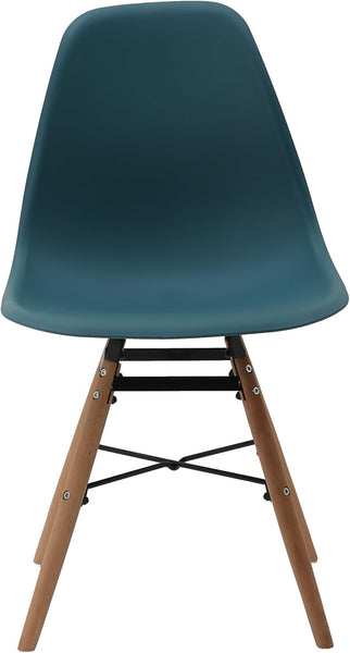 Distinct Classic Mid-Century Design Dining Office Teal Blue Chair with choice of braced Wooden Legs