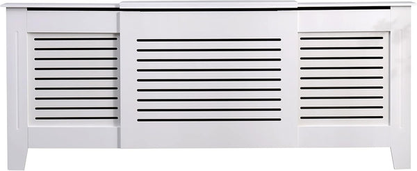 Elegant White Removable Radiator Heater Covers with Classic HORIZONTAL SLATS decorative grille screening panel-Small-RadiatorCoversShop.com