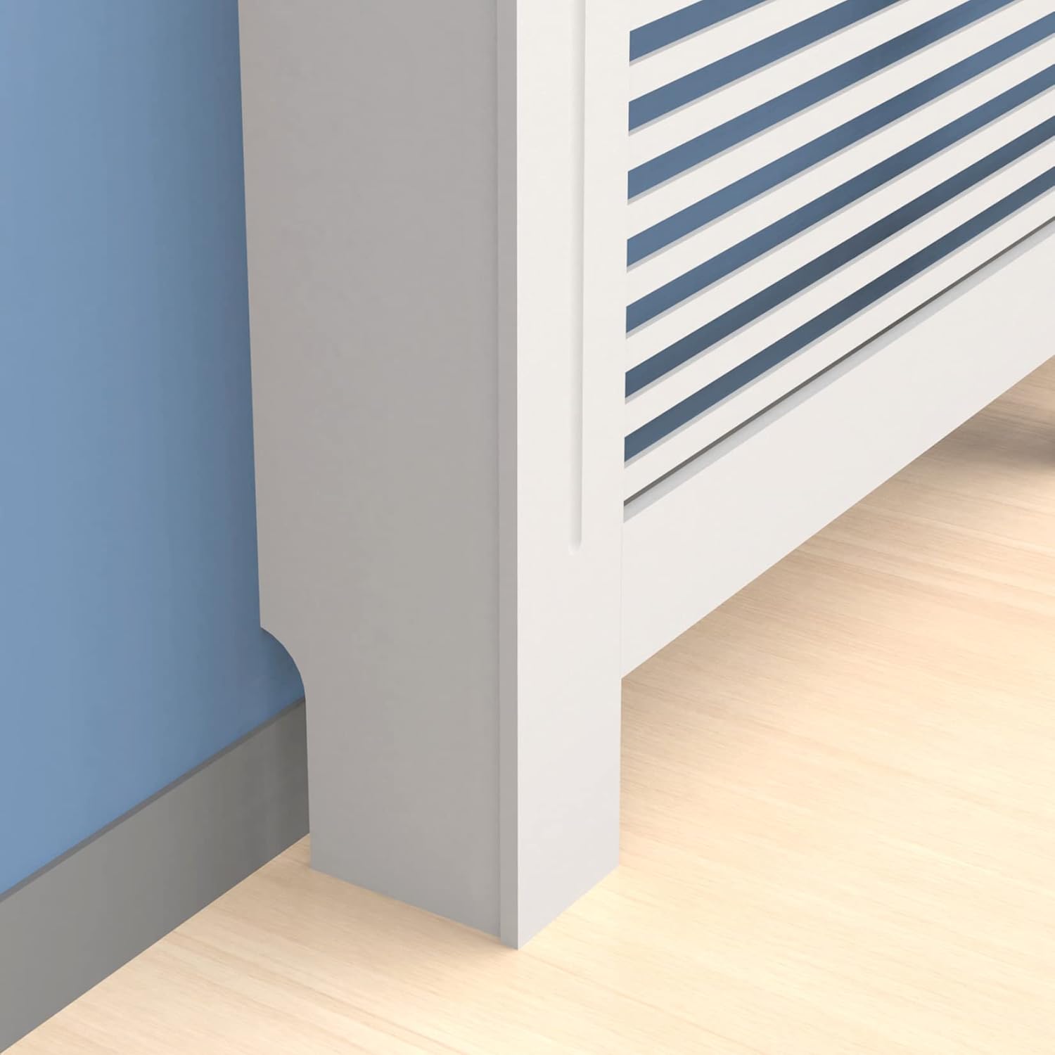 Elegant White Removable Radiator Heater Covers with Classic HORIZONTAL SLATS decorative grille screening panel-Small-RadiatorCoversShop.com
