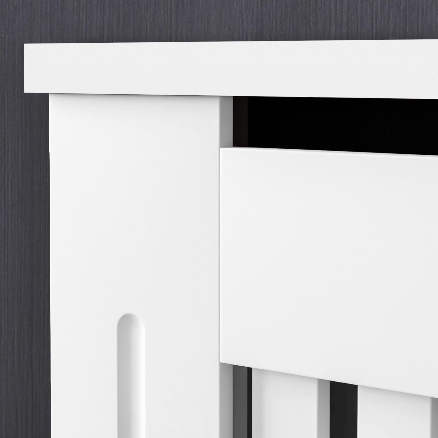 Elegant White Removable Radiator Heater Covers with Classic VERTICAL SLATS decorative grille screening panel-Small-RadiatorCoversShop.com