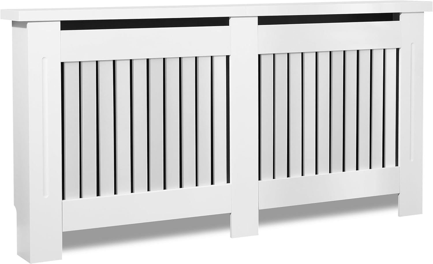 Elegant White Removable Radiator Heater Covers with Classic VERTICAL SLATS decorative grille screening panel-Small-RadiatorCoversShop.com