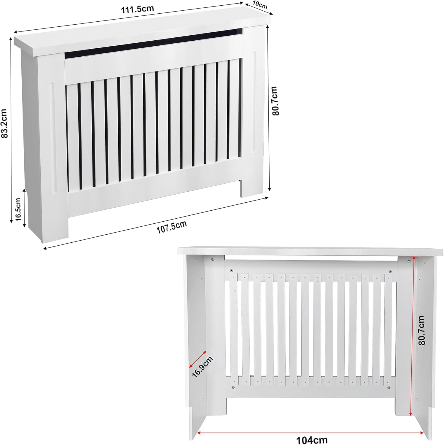 Elegant White Removable Radiator Heater Covers with Classic VERTICAL SLATS decorative grille screening panel-Medium-RadiatorCoversShop.com