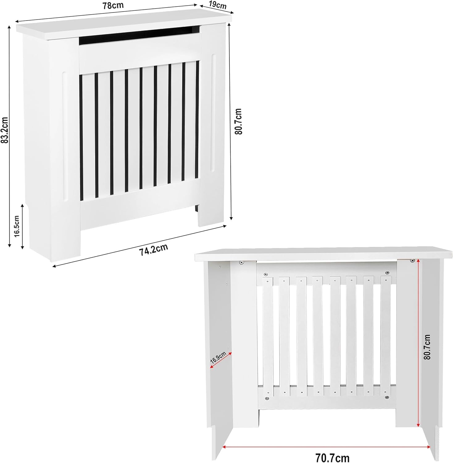 Elegant White Removable Radiator Heater Covers with Classic VERTICAL SLATS decorative grille screening panel-Small-RadiatorCoversShop.com