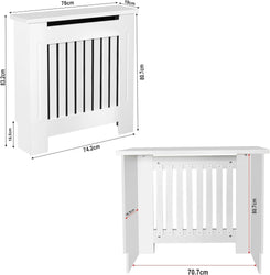 Elegant White Removable Radiator Heater Covers with Classic VERTICAL SLATS decorative grille screening panel-Small-RadiatorCoversShop.com