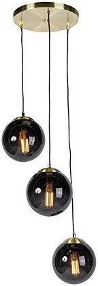 Glass Chandelier Style Pendant Ceiling 3-Lights Glass Ball Lamp in Black Smoke of Silver-Black-Distinct Designs (London) Ltd