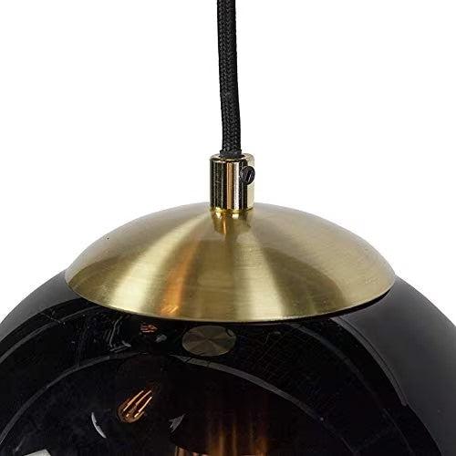 Glass Chandelier Style Pendant Ceiling 3-Lights Glass Ball Lamp in Black Smoke of Silver-Distinct Designs (London) Ltd