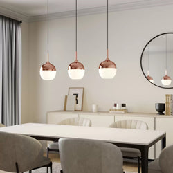 Glass Chandelier Style Pendant Ceiling 3-Lights Glass Ball Lamp in Copper White-Copper-Distinct Designs (London) Ltd