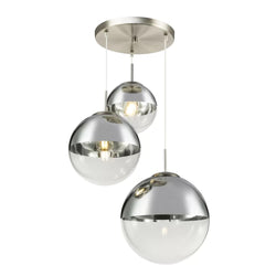 Glass Chandelier Style Pendant Ceiling 3-Lights Glass Ball Lamp in Black Smoke of Silver-Silver-Distinct Designs (London) Ltd