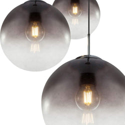 Glass Chandelier Style Pendant Ceiling 3-Lights Glass Ball Lamp in Black Smoke of Silver-Distinct Designs (London) Ltd