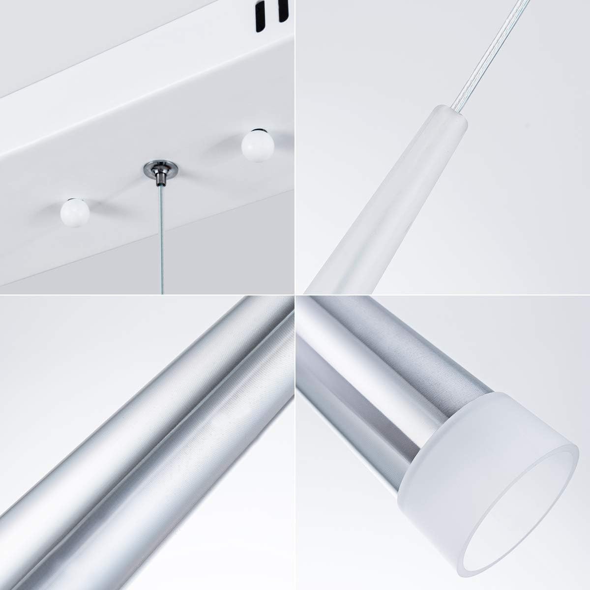 Modern Glass & Metal Pendant LED Light suspended ceiling 3 Hanglamps with slim 45cm long cone design-Distinct Designs (London) Ltd