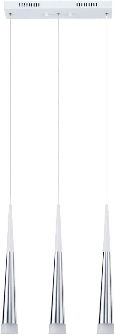 Modern Glass & Metal Pendant LED Light suspended ceiling 3 Hanglamps with slim 45cm long cone design-Distinct Designs (London) Ltd