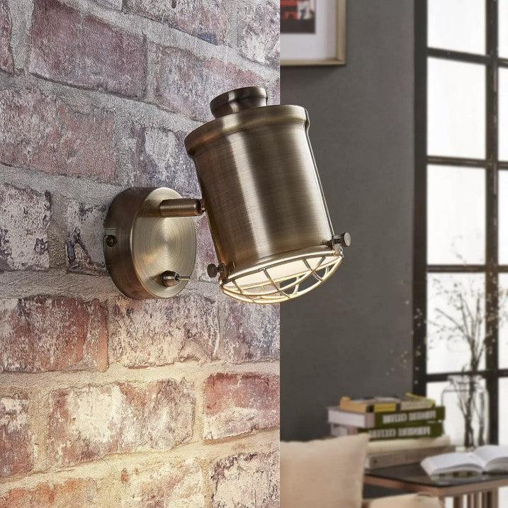 Nautical Design Metal Copper Effect Tilt Wall LED Spotlight Bronzed Tube Cage Lens with on/off switch-Copper-Distinct Designs (London) Ltd