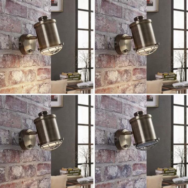 Nautical Design Metal Copper Effect Tilt Wall LED Spotlight Bronzed Tube Cage Lens with on/off switch-Distinct Designs (London) Ltd