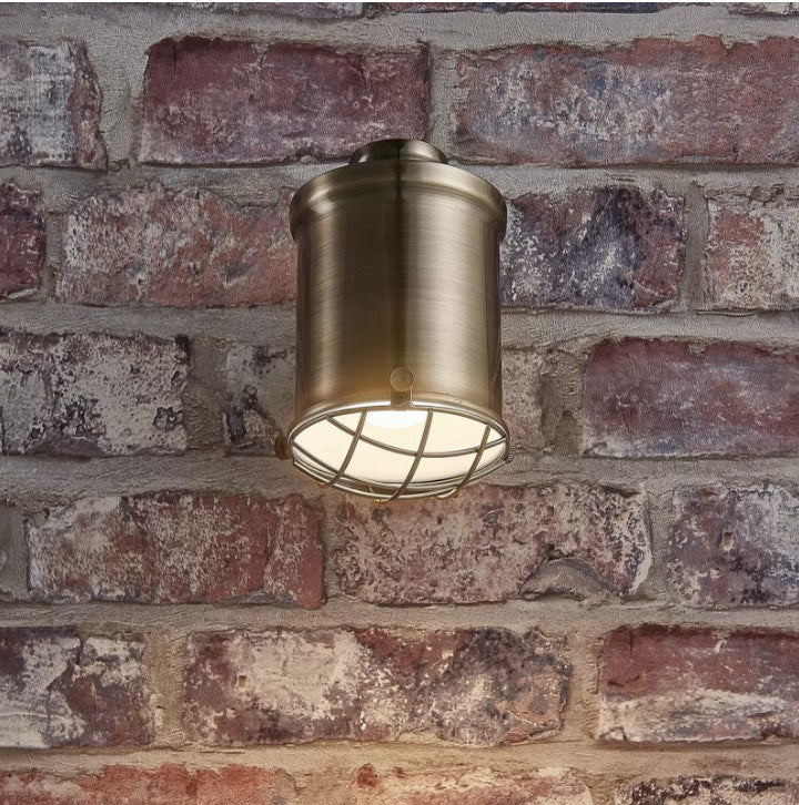 Nautical Design Metal Copper Effect Tilt Wall LED Spotlight Bronzed Tube Cage Lens with on/off switch-Distinct Designs (London) Ltd