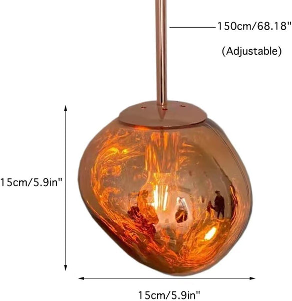 Postmodern Crystal Glass Chandelier Pendant LED Light in Irregular Melt Design-15cm-Copper-Distinct Designs (London) Ltd
