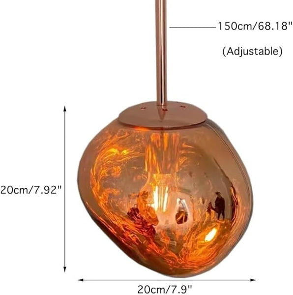 Postmodern Crystal Glass Chandelier Pendant LED Light in Irregular Melt Design-20cm-Copper-Distinct Designs (London) Ltd