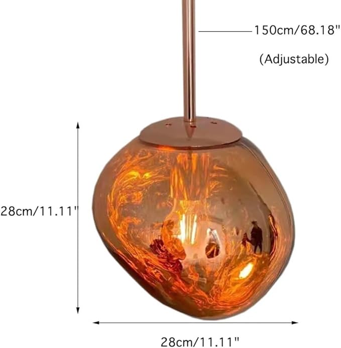 Postmodern Crystal Glass Chandelier Pendant LED Light in Irregular Melt Design-28cm-Copper-Distinct Designs (London) Ltd