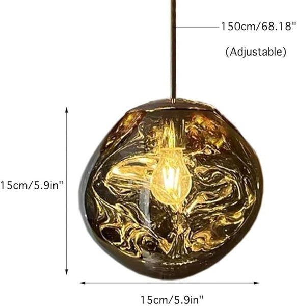 Postmodern Crystal Glass Chandelier Pendant LED Light in Irregular Melt Design-15cm-Gold-Distinct Designs (London) Ltd