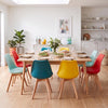 Retro Ergonomic Plastic Dining Chairs with Beech Wood Legs in Mint, Aqua, Yellow & Red