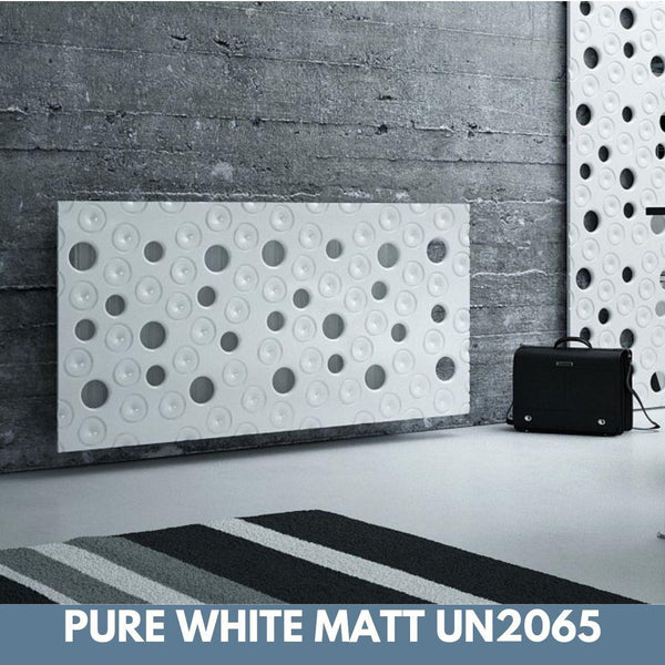 Custom-Made Removable Radiator Heater Cover ultramodern MOON Design in SATIN MATT Finish & Colours-Pure White Matt-70x70cm-Distinct Designs (London) Ltd