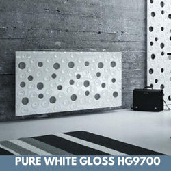 Custom-Made Removable Radiator Heater Cover with ultramodern MOON Design HIGH GLOSS Finish & Colours-Pure White Gloss-70x70cm-Distinct Designs (London) Ltd