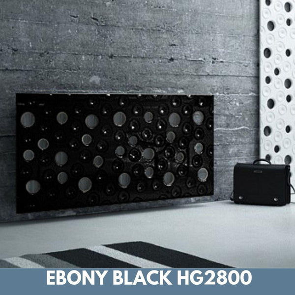 Custom-Made Removable Radiator Heater Cover with ultramodern MOON Design HIGH GLOSS Finish & Colours-Ebony Black-70x70cm-Distinct Designs (London) Ltd