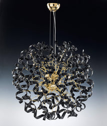 Abstract Glass Ribbon Pendant Light Hanging Globe Ceiling Lamp Fixture 80cm diameter-Chrome-Black-Distinct Designs (London) Ltd