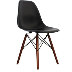 Distinct Classic Mid-Century Design Dining Office Black Chair with choice of braced Wooden Legs-Distinct Designs (London) Ltd