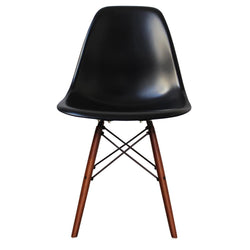 Distinct Classic Mid-Century Design Dining Office Black Chair with choice of braced Wooden Legs-Walnut-Distinct Designs (London) Ltd