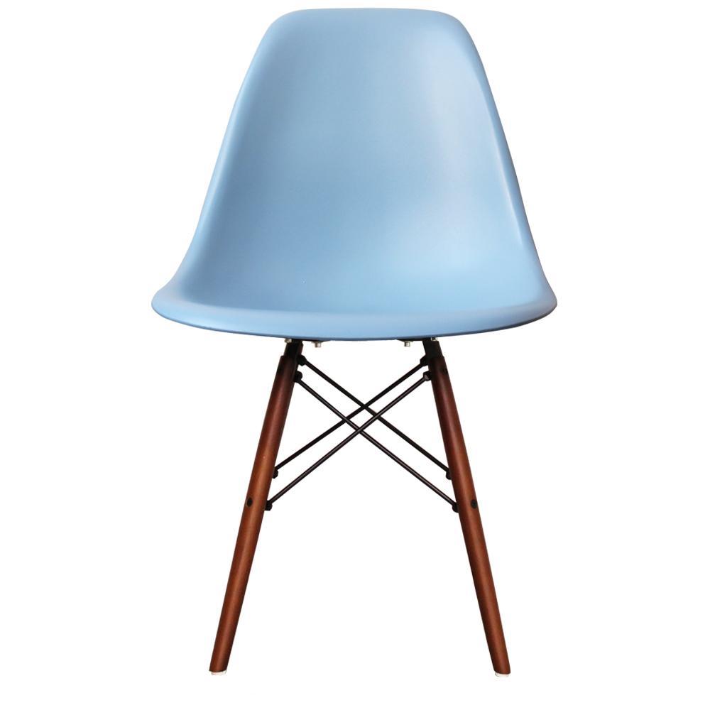 Distinct Classic Mid-Century Design Dining Office Sky Blue Chair with choice of braced Wooden Legs-Walnut-Distinct Designs (London) Ltd