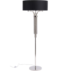 Blakemore Floor Lamp Circular Black Shade Nickel Standing Mood Light 60cm diameter 165cm high E14 40-Floor Lamp-Distinct Designs (London) Ltd