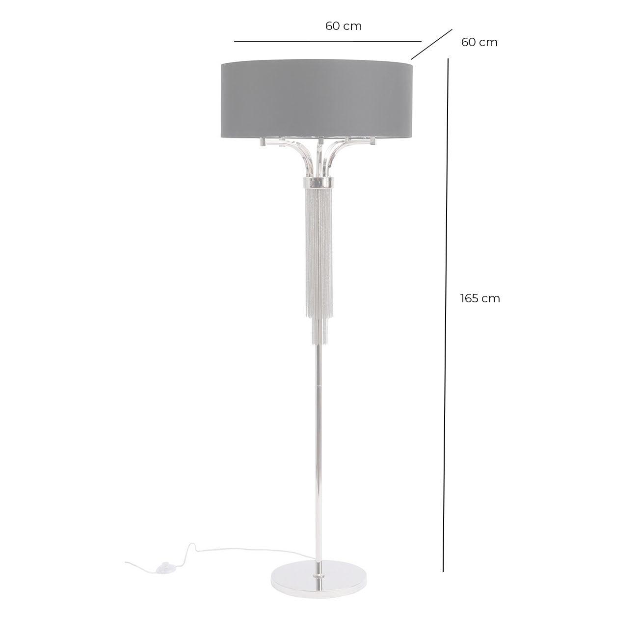 Blakemore Floor Lamp Circular Black Shade Nickel Standing Mood Light 60cm diameter 165cm high E14 40-Floor Lamp-Distinct Designs (London) Ltd