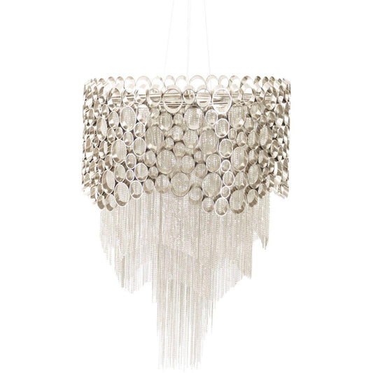 Blakemore Glam Circular Nickel Chandelier Pendant Light Hanging Ceiling Lamp Fixture 58cm drop E27x5-58.5cm drop-Distinct Designs (London) Ltd