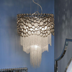 Blakemore Glam Circular Nickel Chandelier Pendant Light Hanging Ceiling Lamp Fixture 58cm drop E27x5-58.5cm drop-Distinct Designs (London) Ltd
