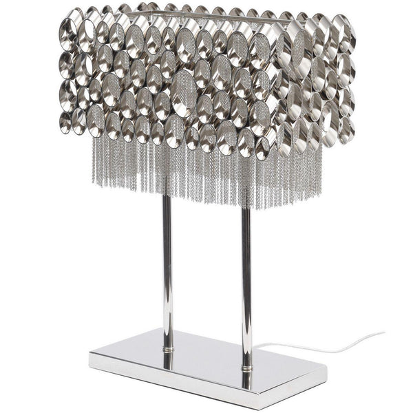 Blakemore Glam Table Lamp 32x17cm Rectangle Metal Desk Light Nickel Circle & Chains 45cm high 2 G9-37x12x45cm (W x D x H)-Distinct Designs (London) Ltd