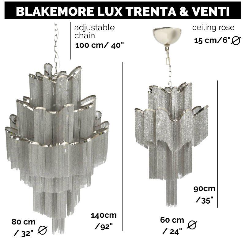 Blakemore Lux Chandelier 12 Light Waterfall Hanging Pendant Ceiling Lamp Fixture VENTI 90cm drop-VENTI 90H x 60 Dia-Distinct Designs (London) Ltd