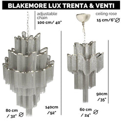 Blakemore Lux Chandelier 15 Light Waterfall Hanging Pendant Ceiling Lamp Fixture TRENTA 140cm drop-TRENTA 140H x 80 Dia-Distinct Designs (London) Ltd